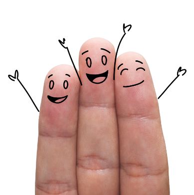 Take the biological age quiz now - three happy fingers represent people who are excited to learn about their biological age.